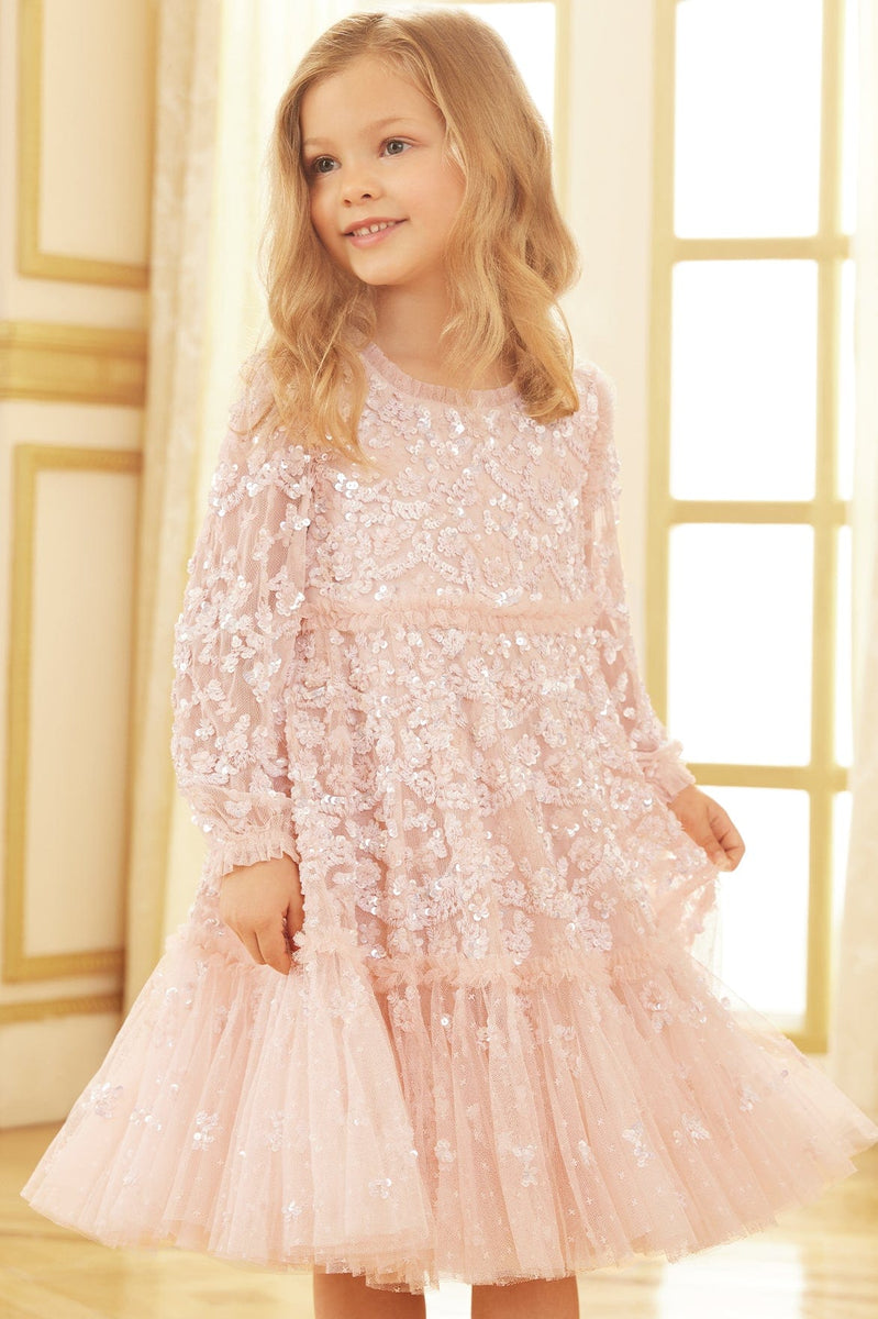 Robe de Cérémonie Enfant Dos Nu Tulle Sequins ● AMANDA