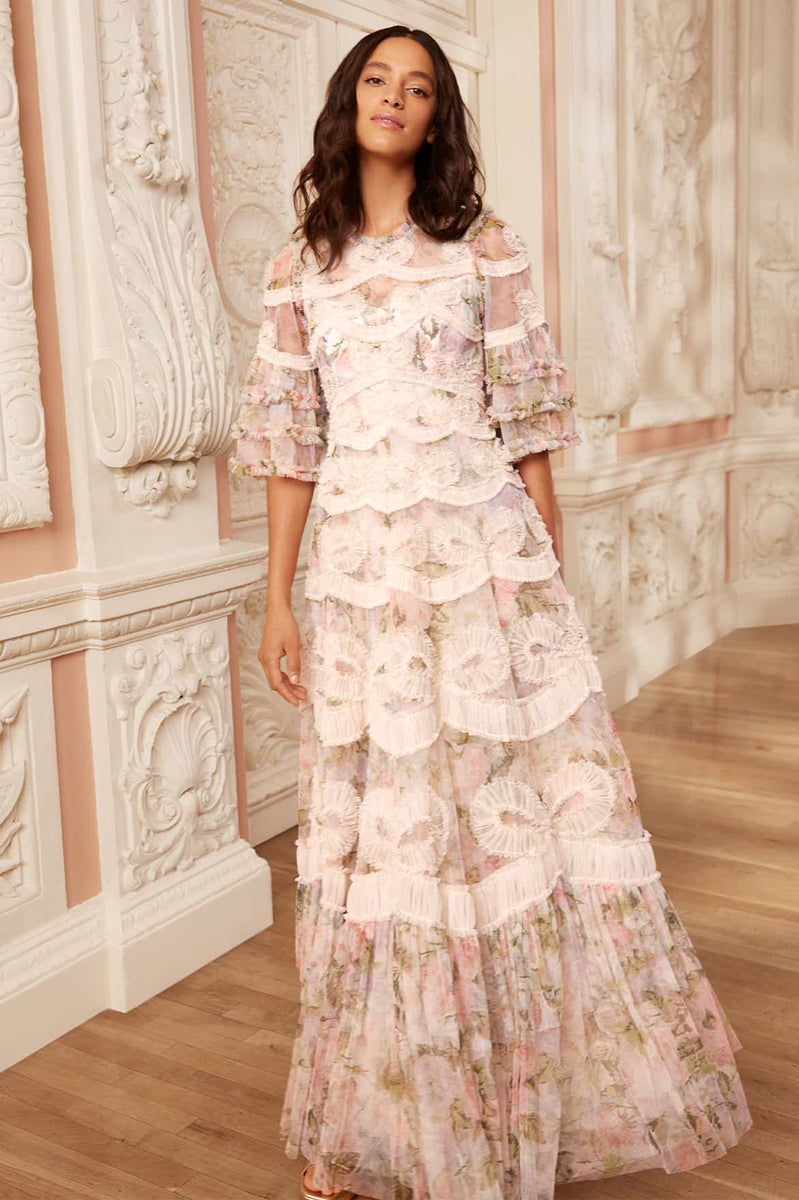 Rose Powder Ingrid Gown – Multi | Needle & Thread