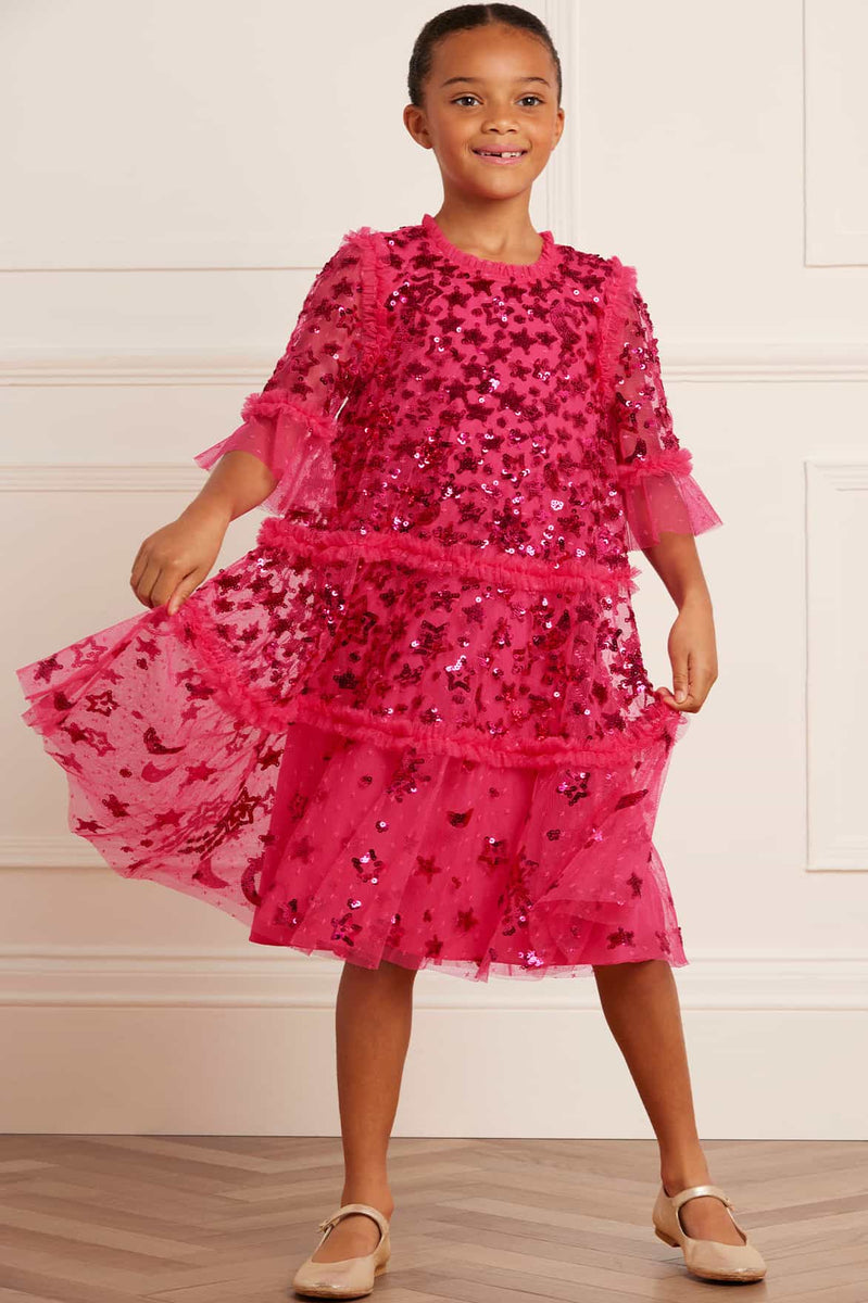 Girls pink sparkle on sale dress