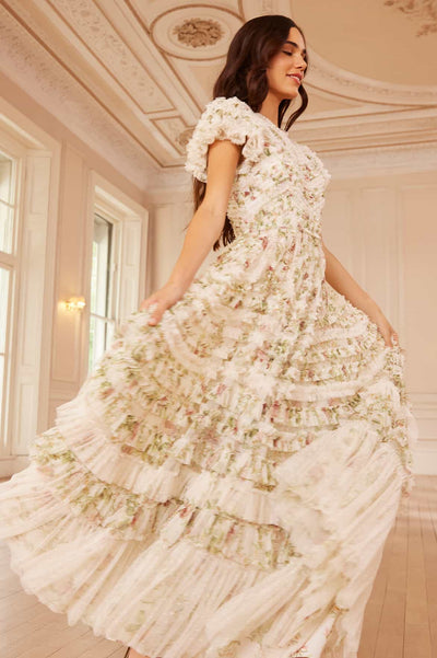 Colette's La Vie En Rose Round Neck Short Sleeve Gown