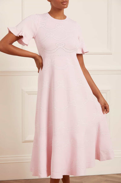 Ribbon Bow Knit Ankle Gown