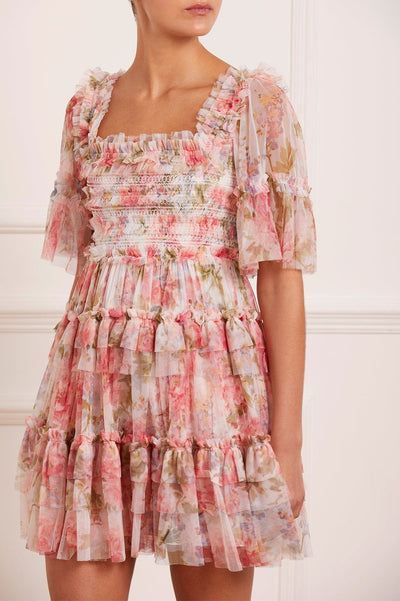 Лятна песен праскови пушени микро мини рокля