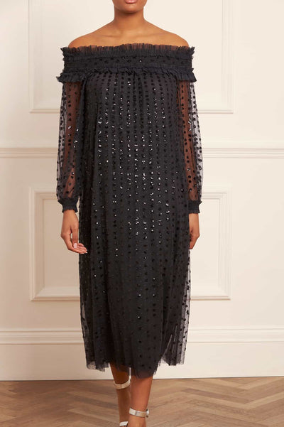 Dešťové balerínové šaty s rozhalenkou na ramenou