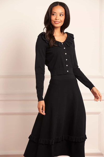 Pointelle Trim Knit Short Cardigan