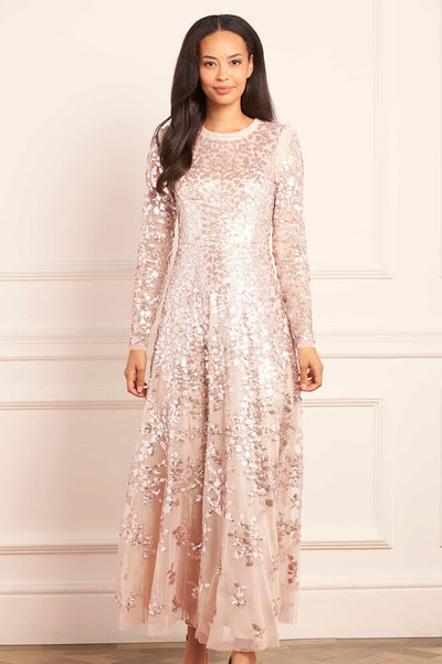 Rosanna Lattice Round Neck Gown