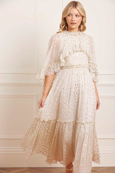 Harper Lurex Cape Ankle Gown