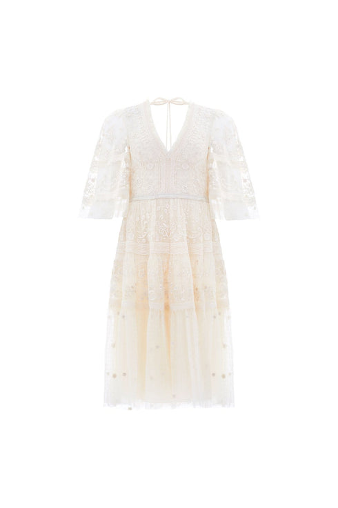 Lottie Lace Midi Dress - Μπεζ