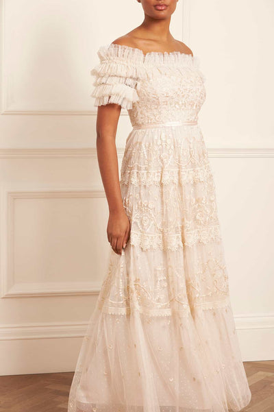 Vestido sin hombros de encaje Midsummer