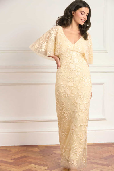 Rosa V-Neck Cape Gown