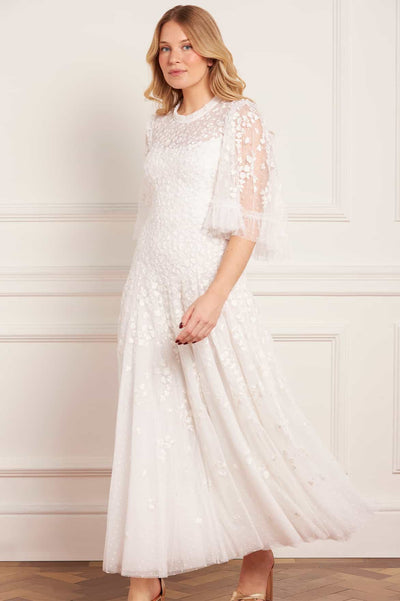 Scatter Blossom Round Neck Ankle Gown