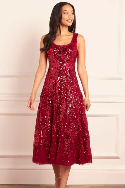 Sequin Ribbon Scoop Neck Ballerina Dress