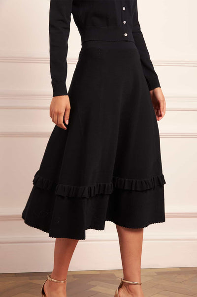 Pointelle Trim Knit Skirt