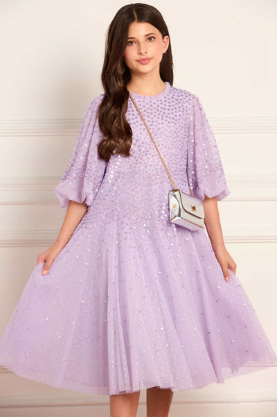 Scallop Sequin Kids Dress