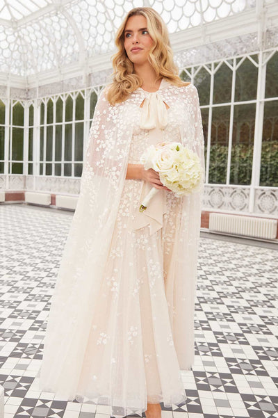 Scatter Blossom Hooded Long Cape