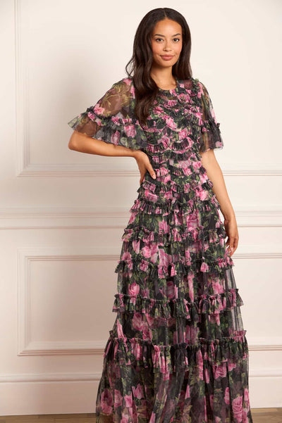 Rose Vine Round Neck Gown