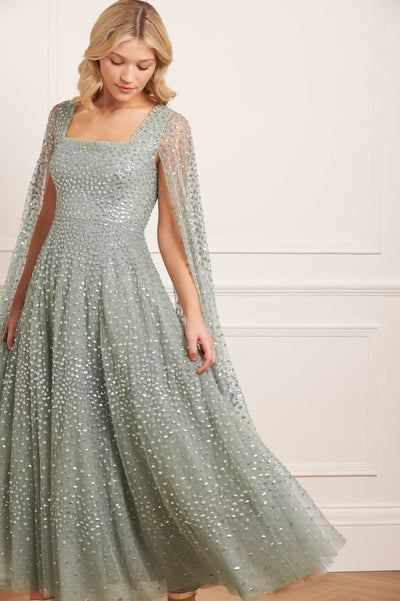 scatter dot cape sleeve bukung bukong gown