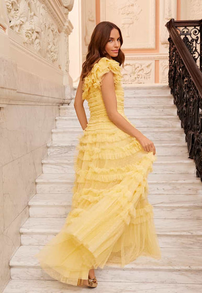 Robe à une épaule à volants Lisette