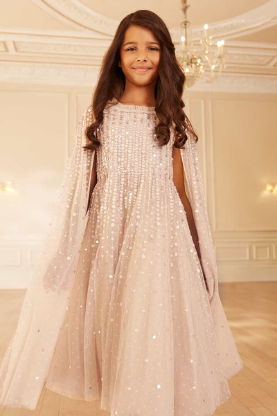 Moonlight Sequin Cape Kids Dress