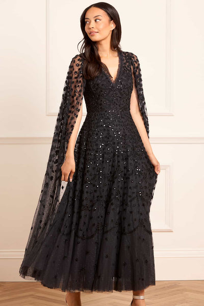 Clover Cape Sleeve Ankle Gown