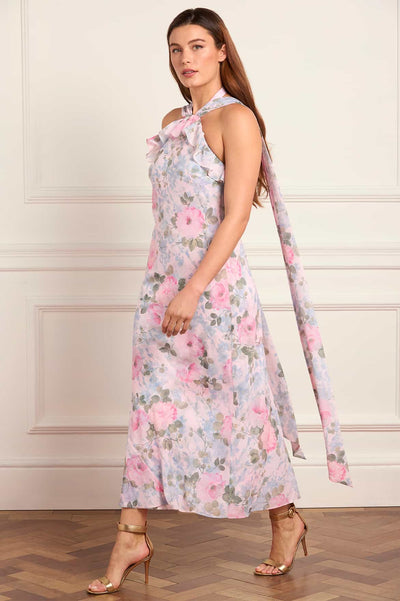 Camille's Garden Chiffon Halter-Neck Ankle Gown