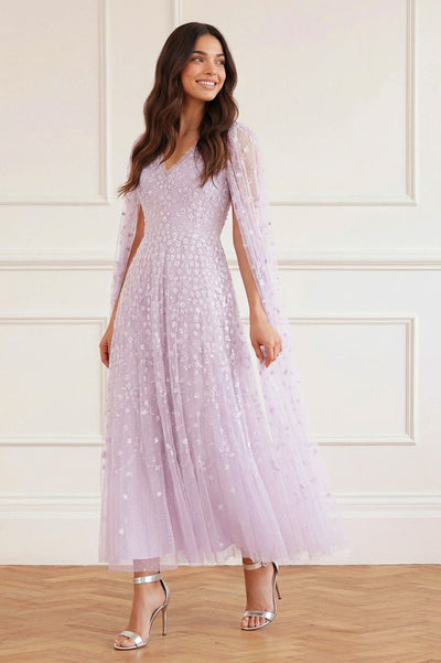 Clover Cape Sleeve Ankle Gown