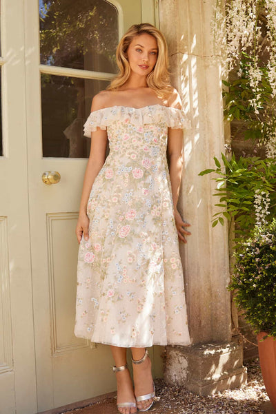 Antoinettes Floral Off-Shoulder Ballerina Dress