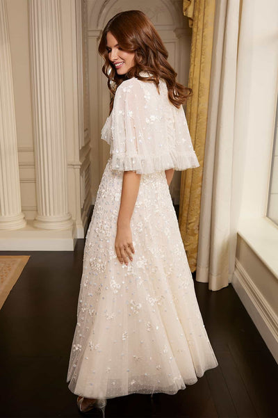 Gaun Cape Pendek Dahlia Ditsy Ankle Gown