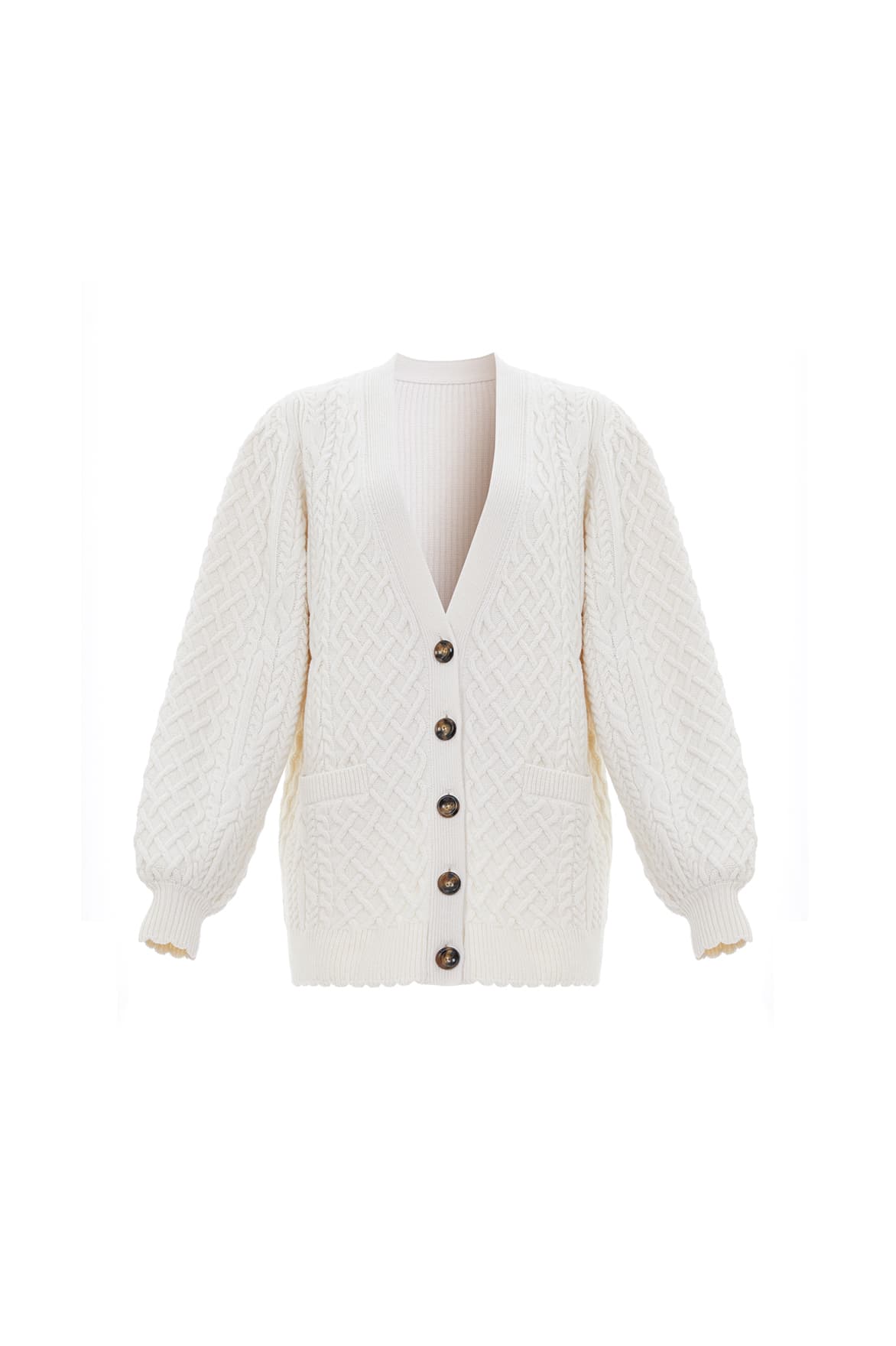 Elsie Cable Longline Cardigan - Champagne｜Needle & Thread ...