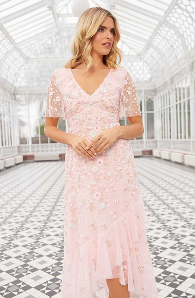 Ethereal Blooms Frill Ankle Gown