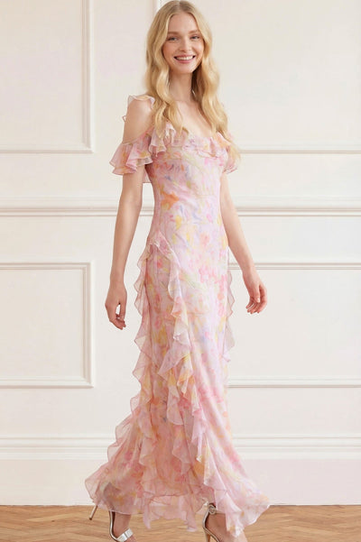Floating Freesias Georgette Cami Gown