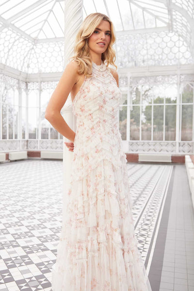 Magnolia Ditsy Elia Halter-Neck Gown