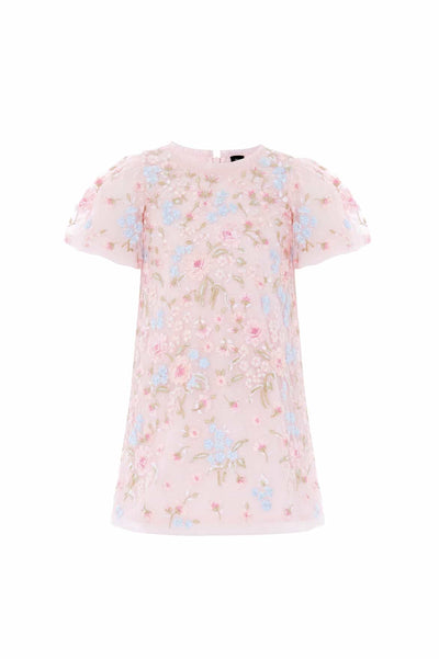 Peony Bouquet Puff Sleeve Kids Dress