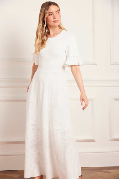 Scallop Lace Pointelle Knit Gown