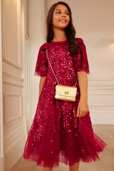 Sequin Ribbon Bow Kids Dress