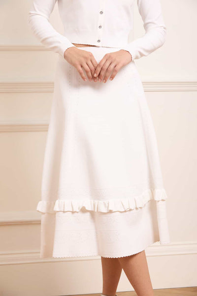Pointelle Trim Knit Skirt