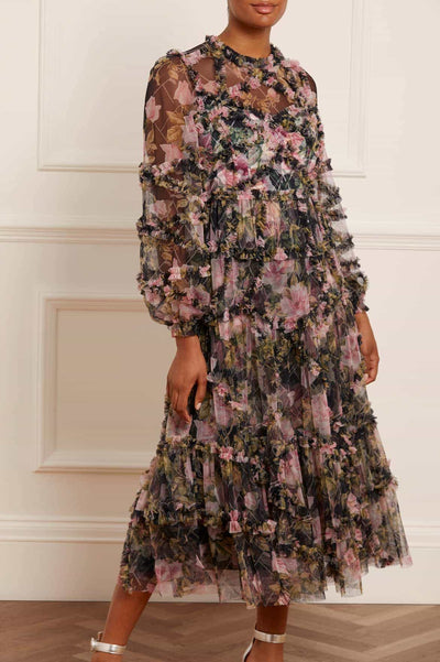 Vestido de bailarina com folhos e diamantes English Rose