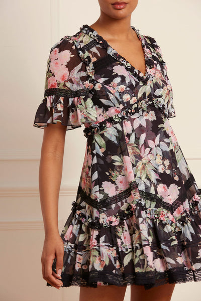 Micro Vestido Georgette Paradise Garden Sonata