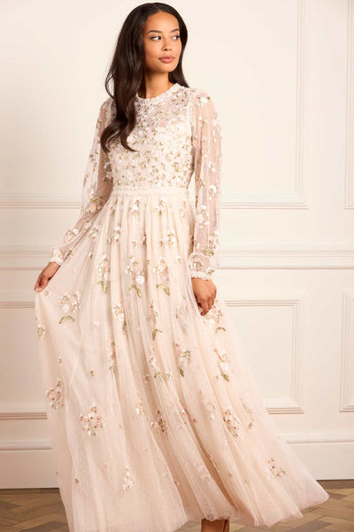 Vestido Posy com gola redonda