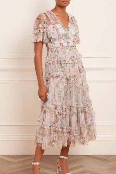 Vestido de bailarina com folhos Rose Powder