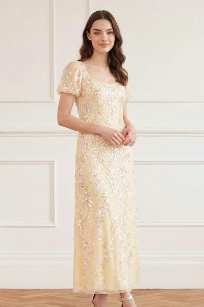 Confetti Puff Sleeve Ankle Gown
