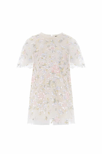 Peony Bouquet Sequin Cape Kids Dress