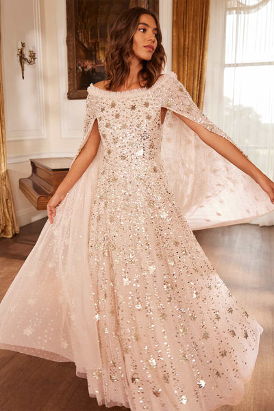 Rochie de gleznă cu pelerină Shooting Stars