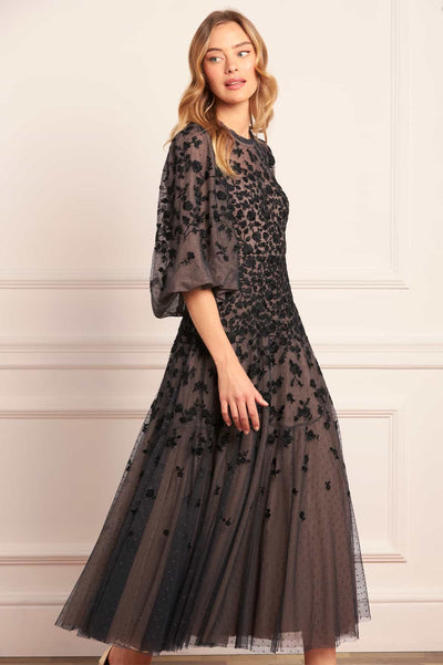 Sylvia Rose Round Neck Ankle Gown