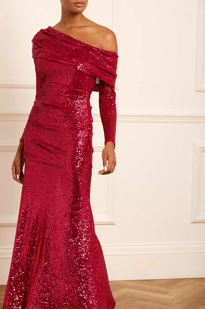 Платье Nova на одно плечо до щиколотки