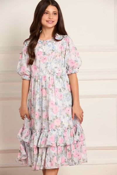 Camille's Garden Chiffon Smocked Kids Dress