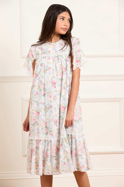 Pompadour Garden Chiffon Lace Kids Dress