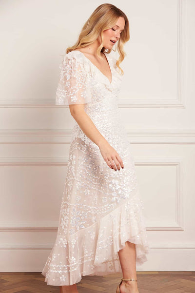 Anais Sequin Frill Ankle Gown