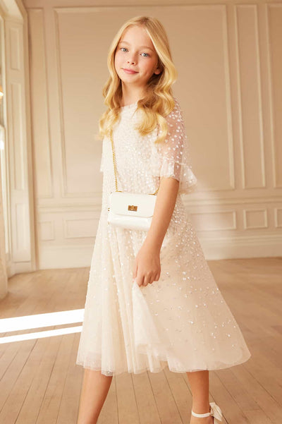 Dappled Sequin Short Cape Kids Dress