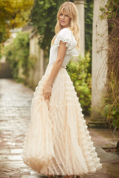 佛罗伦萨荷叶边裙-米色