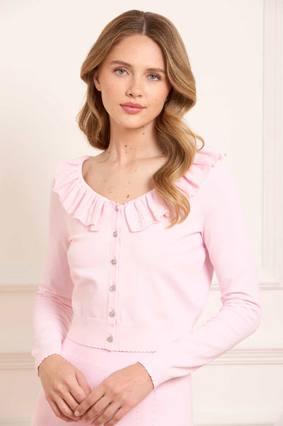 Pointelle Trim Knit Short Cardigan